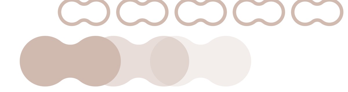 Molecule oo pattern elementi — brand motiv u različitim veličinama i tonovima