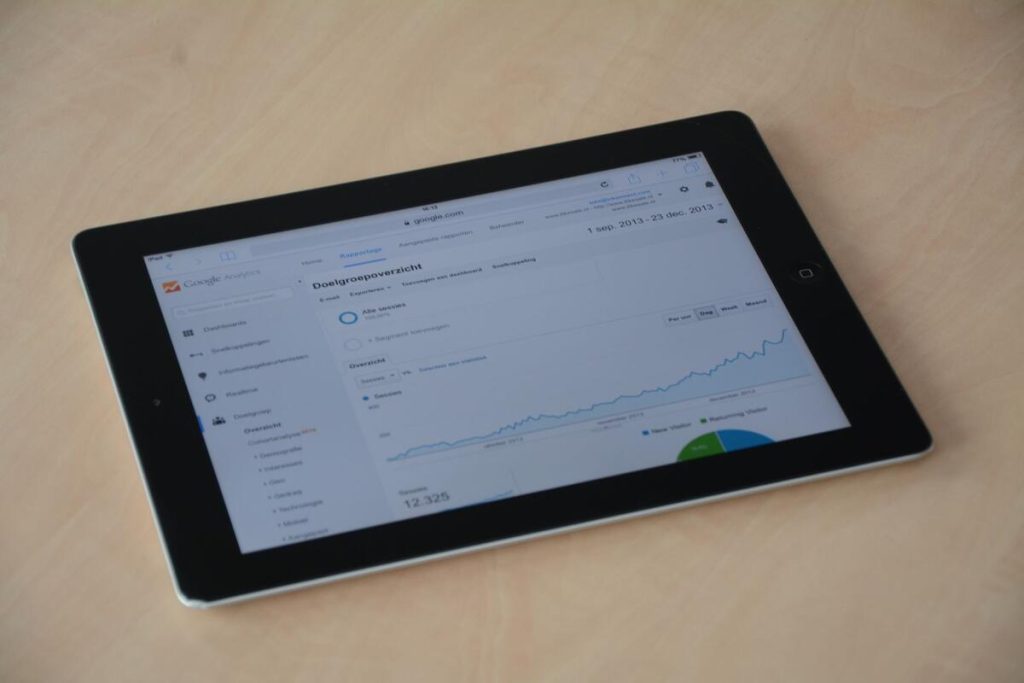 laptop screen showing digital advertising analytics dashboard with charts