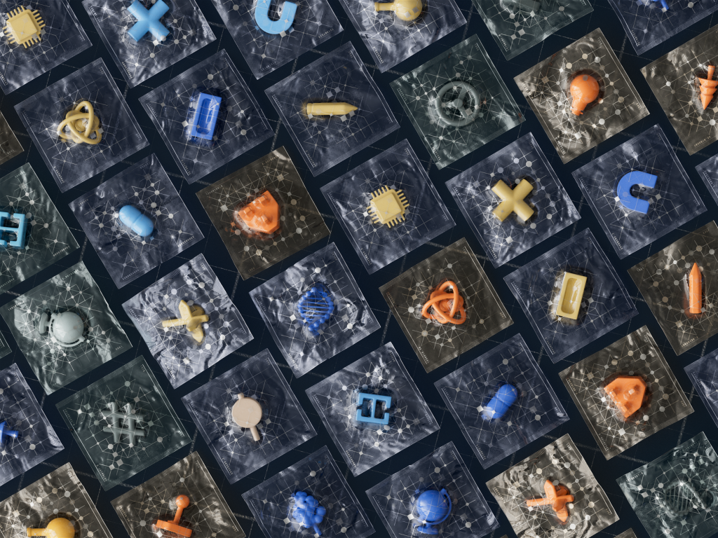 open folder icons connected by network lines representing a software standard, abstract digital illustration