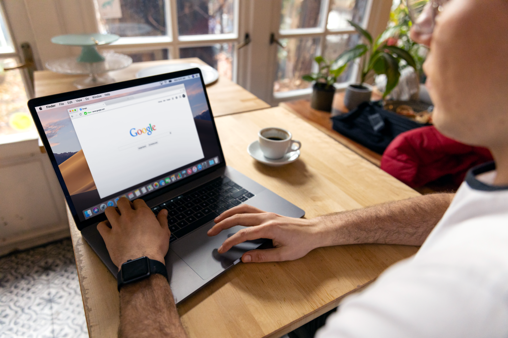 web browser window with search bar on laptop screen