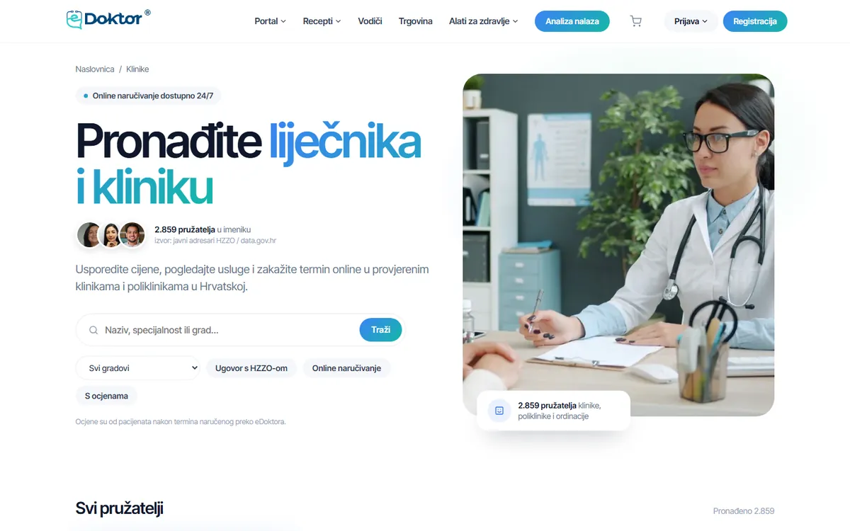Imenik lijecnika i klinika na eDoktoru