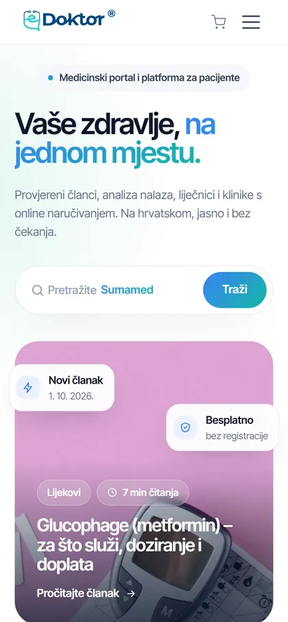 eDoktor naslovnica na mobitelu