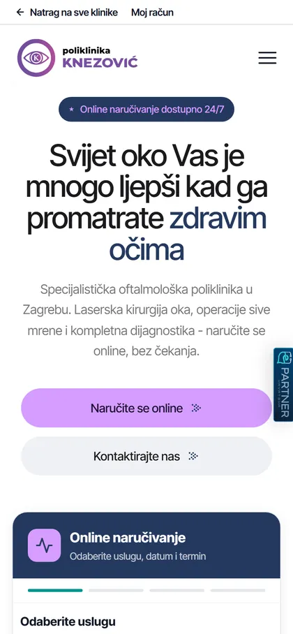 Profil klinike s online narucivanjem na mobitelu