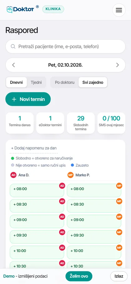 Aplikacija za kliniku na mobitelu
