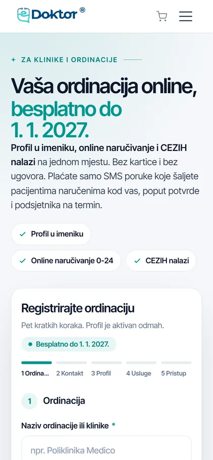 Registracija klinike na mobitelu